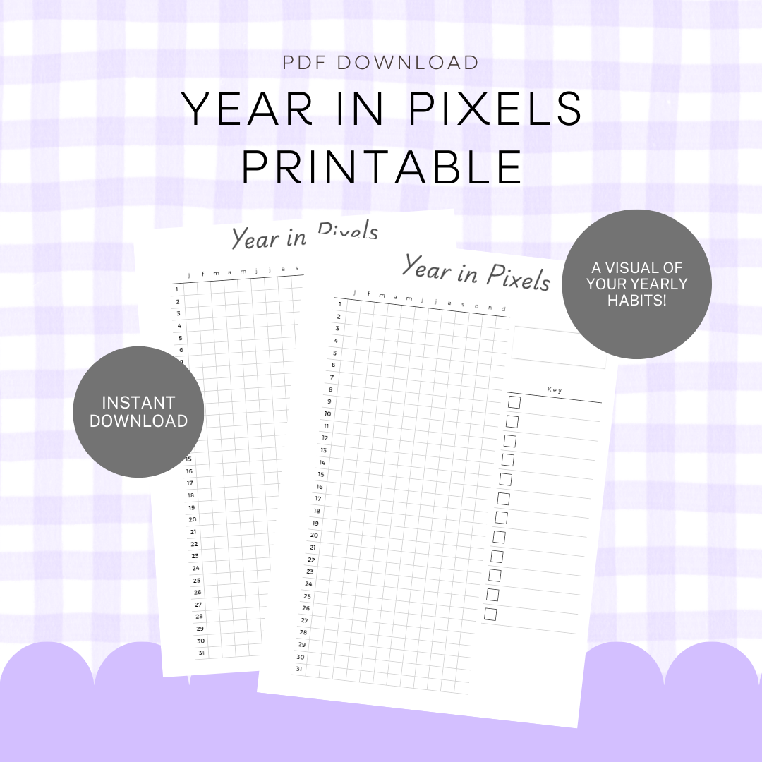 Year in Pixels Printable Habit Tracker Inserts | Planner PDF Download ...