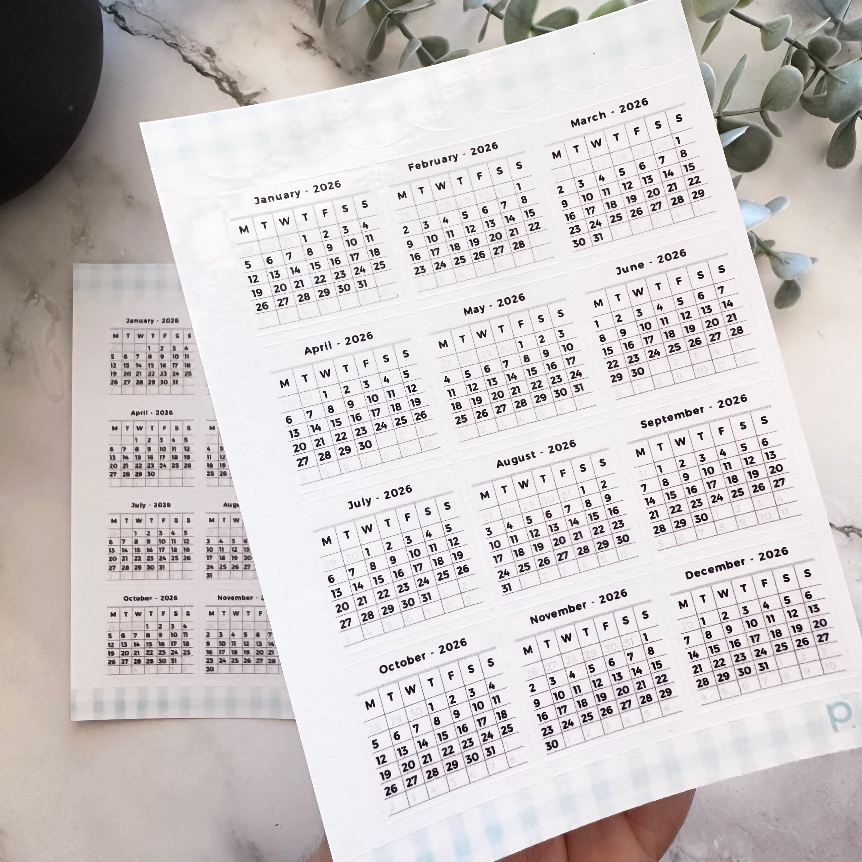 Calander Sticker Sheets Monthly Calendar Stickers – Clear Planner Stickers | Preppamint